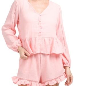 KAKTUS Gauze Flutter Long Sleeve Top